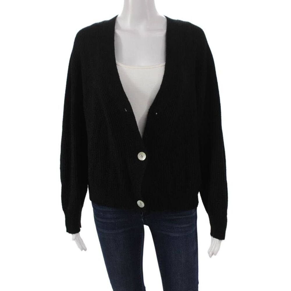 Alexandre Laurent Women Cardigan Black V-Neck Viscose Long Sleeve Size One Size